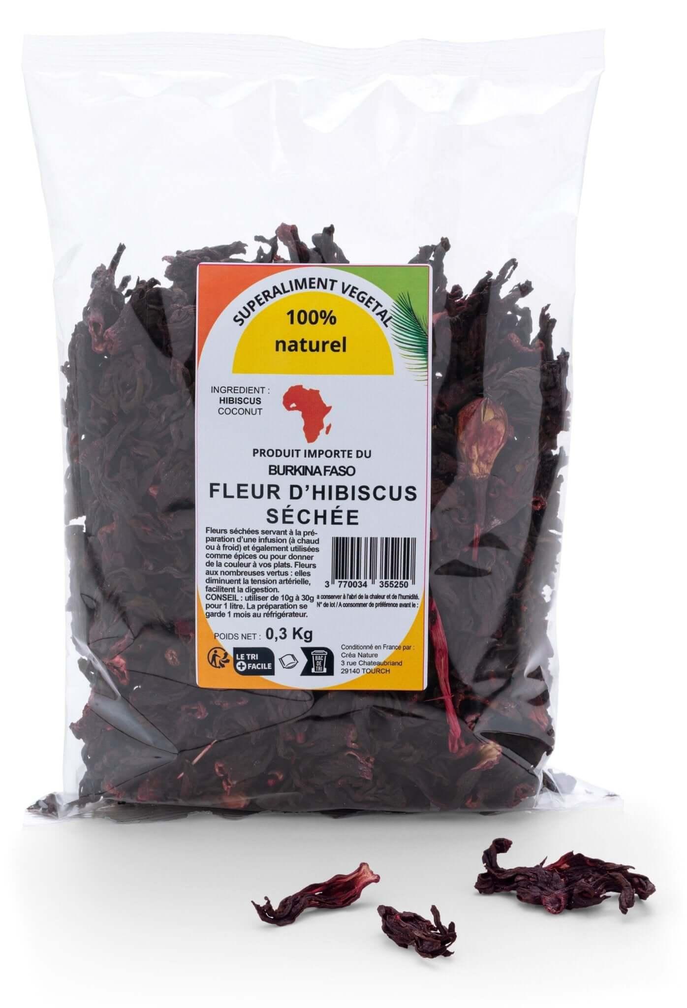 Fleurs d’Hibiscus Séchées Premium 100 % Naturelles – Sachet de 300g, Sans Conservateurs ni Additifs, Idéal pour Infusions et Recettes - FRUITS SAJE