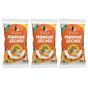 Mangue séchée – sans sucre ajouté, sans conservateurs - 3 x 130g - FRUITS SAJE
